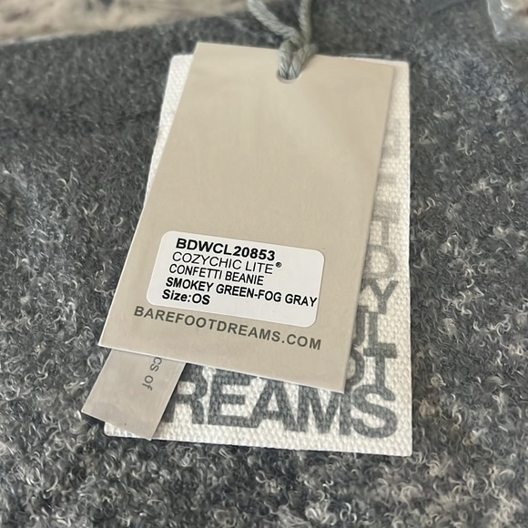 Barefoot Dreams CozyChic Lite Confetti Beanie Smokey Green Fog Gray BDWCL20853‎ Barefoot Dreams CozyChic Lite Confetti Beanie Smokey Green  main image 3